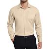 Enlision Camicia Beige Uomo Maniche Lunghe Non Stiro Elasticizzata Antipiega Taglio Regolare con Bottoni e Tasca per Ufficio Cerimonia Formale XL