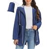 UMIPUBO Giacca Impermeabile Donna Leggera Giacca Antipioggia Antivento Lungo Trench Con cappuccio Traspirante Giacca a Vento Raincoat per All'aperto Campeggio Trekking (Marina Militare, XL)