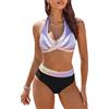 AI'MAGE Bikini a vita alta da donna Set di costumi da bagno controllo pancia 2025 Costumi da bagno a due pezzi Costumi da bagno a blocchi di colore Halter costumi da bagno