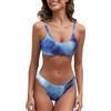 Fanuerg Costume da Bagno da Donna a Costine con Scollo Rotondo e sfacciato Testurizzato a Due Pezzi, Blu Tie Dye, M