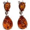 Bernstein by Kindl Orecchini a perno in ambra con 2 pietre in argento sterling 925 (bianco rodiato), colore: marrone cognac; orecchini in vera ambra baltica in argento 925; collezione H/W 22-23, M, Argento sterling,