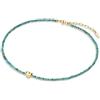 COAI Collana da Donna Turchese Verde Stile Minimalista, Collana di Perline di Turchese con Charm Cuore e Chiusura Regolabile
