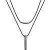 PROSTEEL Collana Uomo Donna Ciondolo Barra, Size M, Nero, in Acciaio Inox Impermeabile e Antiallergico, Design Minimal, Catena a Serpente 41CM
