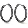 Bestyle Orecchini Cerchio Argento 925 Donna Nero Anallergici Leggeri