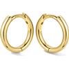 Bestyle Orecchini Cerchio Argento 925 Donna Oro/Argento Anallergici Leggeri | Piccoli Orecchini Cerchio Oro Placcato 14K alla Moda, Larghezza 8/10/12/14/16/18/20 mm, Regalo per Ragazze Donne Mamma