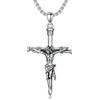 enjoylifecreative Collana con ciondolo a forma di croce per uomo e donna, in argento Sterling 925, gioiello religioso, regalo per donne e uomini, 38 x 25 mm, Argento sterling, Non pietra preziosa