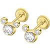 TIME ROAD Orecchini Neonato Bambina in Oro 9K LG00283 | Orecchini di Bigiotteria, Bambini 3, 6, 12 a 24 mesi, Ideale come Regalo per la Nascita, Battesimo o Compleanno