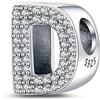 LaMenars Charms con lettere dalla A alla Z, perline in argento sterling 925, adatte a bracciali con zirconi 5A, regali di gioielli di compleanno per donne e ragazze