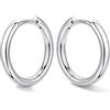 Bestyle Orecchini Cerchio Argento 925 Donna Oro/Argento Anallergici Leggeri | Piccoli Orecchini Cerchio Oro Placcato 14K alla Moda, Larghezza 8/10/12/14/16/18/20 mm, Regalo per Ragazze Donne Mamma