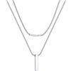 PROSTEEL Collana Uomo Donna Ciondolo Barra, Size L, Argento, in Acciaio Inox Impermeabile e Antiallergico, Design Minimal, Catena a Serpente 41CM