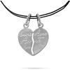 inSCINTILLE Collana coppia con Cuore Divisibile lui e lei in Argento 925 Vari Soggetti per fidanzati, puo essere spezzato