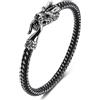 Fachoice Bracciale in pelle con testa di drago per uomini Dominante intrecciato, punk, amuleto cinese, per uomini