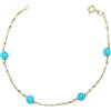 Never say Never Bellissimo bracciale in oro giallo 18 kt con catena italiana modello specchio e 4 turchesi da 5 mm. Lunghezza: 18,00 cm con chiusura a gancetto.