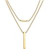 PROSTEEL Collana Uomo Donna Ciondolo Barra, Size S, Oro, in Acciaio Inox Impermeabile e Antiallergico, Design Minimal, Catena a Serpente 41CM