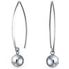 Bling Jewelry Orecchini a filo lungo e sottile con design geometrico minimalista e pendente a sfera per donna in argento sterling .925 con perla da 8MM