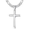 KRFY 925 Collana Pendente Croce in Argento per Uomo Donna con 5mm Durevole Acciaio Inossidabile Taglio Diamante Figaro Cordolo Catena Collana 18K Placcato Oro Bianco Croce Collana 18-30 Pollici