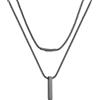PROSTEEL Collana Uomo Donna Ciondolo Barra, Size L, Nero, in Acciaio Inox Impermeabile e Antiallergico, Design Minimal, Catena a Serpente 46CM