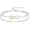 Flpruy Gioiello da donna in argento Sterling 925, con simbolo dell'infinito, braccialetto e cavigliera, doppia catena regolabile, regalo personalizzato per donne, mogli, fidanzate, madri, Anklet 9-11
