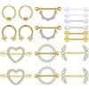 UJBVCX 9 Pezzi Piercing per Capezzolo, Piercing Lingua Acciaio Chirurgico, Gioielli Piercing Corpo per Piercing Barbells Donna（Dorato）