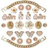 Lugailly Bling Croc Charms per ragazze e donne, ciondoli dorati per scarpe da ragazza, 24 ciondoli glitterati a forma di coccodrillo, catene di coccodrillo, accessori in coccodrillo, strass