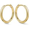 Bestyle Orecchini Cerchio Argento 925 Donna Oro/Argento Anallergici Leggeri | Piccoli Orecchini Cerchio Oro Placcato 14K alla Moda, Larghezza 8/10/12/14/16/18/20 mm, Regalo per Ragazze Donne Mamma