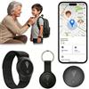 SCIHDETR Tracker GPS per Bambini, In Tempo Reale GPS per Bambini Senza Costi Mensili, Cinturino Portatile e Portachiavi Design, Long Standby & Imperméable, Compatibile con iOS e Android, Noir
