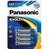 Panasonic LR03EGE/4BP Batterie alcaline EVOLTA AAA, Blister di 4, Blu