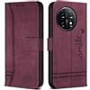 Bravoday Cover per OnePlus 11 5G / OnePlus 11 5G, Flip Custodia in Pelle PU con Slot per Schede, Portafoglio Custodia per OnePlus 11 5G / OnePlus 11 5G, Vino Rosso