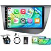 Rimoody 4G+64G Android Autoradio per Seat Leon 2 MK2 2005-2012 9 Pollici HD Stereo Auto con Wireless Carplay Android Auto Navi GPS Mirror Link Bluetooth WiFi/FM/RDS/EQ/SWC/USB Telecamera Posteriore