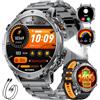 SUNKTA 1400mAh Batteria Smartwatch Uomo, 1.7'' Militare Smartwatch con Chiamata Bluetooth,100+ Modalità Sportive,IP68 Orologio Fitness,Cardiofrequenzimetro/Sonno,Torcia LED Orologio per Android iOS,Nero