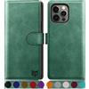 SUANPOT Cover per iPhone 13 Pro Max 6,7 pollici Blocco RFID Portafoglio Slot CarteSupporto Cellulare Magnetica custodia Pelle Sintetica Cover per apple 13 Pro Max Verde Chiaro