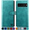 SUANPOT Cover per Google Pixel 7 5G Blocco RFID Portafoglio Slot CarteSupporto Cellulare Magnetica custodia Pelle Sintetica Cover per Pixel 7 Blu verde
