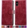 SUANPOT Cover per iPhone X/XS 5,8 pollici Blocco RFID Portafoglio Slot CarteSupporto Cellulare Magnetica custodia Pelle Sintetica Cover per apple X/XS Rosso