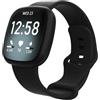 Lonkenn Cinturino per Fitbit Versa 4/Versa 3/Sense 2/Sense, Silicone Morbido Cinturini, Cinturino di Ricambio Traspirante, Regolabile Sportiva Cinturini, Nero