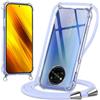 Oelrstfe Cover con Cordino per Xiaomi Poco X3/X3 NFC (4G) 6.67, Custodia con Corda Regolabile Collana Tracolla Laccio, Trasparente Silicone TPU Antiurto Cellulare Protettiva Bumper Case, Pale Purple