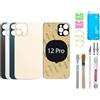 BAYERQ Vetro posteriore di ricambio compatibile con iPhone 12 Pro, con kit di strumenti di riparazione, schermo frontale, cover posteriore (blu)