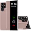 Nshkeji Custodia per Samsung Galaxy S22 Ultra 5G, trasparente, con supporto, pieghevole, touchscreen, in pelle (rosa, Samsung S22 Ultra)