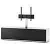 SONOROUS Sonora STA 261T - WHT-BLK-BS stanno TV-Lowboard con TV-sospensione, previsti ruoli, corpo bianco, zona superiore, temprato vetro bianco e nero porta a libro con tessuti acustiche
