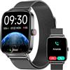 Yoever Smartwatch Uomo Donna, 1.85 Orologio Smartwatch con Chiamate e Notifiche WhatsApp, Fitness Tracker con Contapassi Sonno SpO2 Cardiofrequenzimetro, 110 Sportive, IP68 Watch per Android iOS Nero Scuro