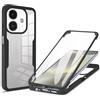 RonRun Cover per OPPO A40 4G, 360 Gradi Antiurto Custodia con Protezione Schermo Integrata Trasparente Rugged TPU Bumper Doppia Protettiva Cover per OPPO A40 4G - Nero