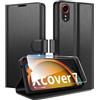 Coiwxmoi Custodia per Samsung Galaxy Xcover 7 con 1 pezzo di protezione in vetro temperato di alta qualità, con funzione leggio e scomparto per carte di credito, resistente agli urti, a portafoglio