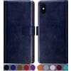 SUANPOT Cover per iPhone XS Max 6,5 pollici Blocco RFID Portafoglio Slot CarteSupporto Cellulare Magnetica custodia Pelle Sintetica Cover per apple XS Max Blu