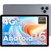POPUX TAB G6 Android 16 Tablet 11 Pollici, 4G LTE 90Hz, 30GB RAM+256GB ROM/TF 2TB, Octa-Core Tablet con Sim, 8000mAh/Gemini AI/Widevine L1/13MP+5MP/OTG/BT5/FACE ID/Doppi altoparlanti/3.5mm Jack-Grigio