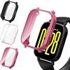 iVoler 3 Pezzi Cover con Pellicola Protettiva per Xiaomi Redmi Watch 5 Active (Non per Redmi Watch 5), Copertura Completa Custodia Anti-Graffio Sottile Morbida TPU Case, Trasparente + Nero + Rosa