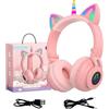 YUSONIC Cuffie con unicorno, senza fili, per bambini, Bluetooth, per ragazze, ragazzi, laptop, tablet, illuminazione a LED, per bambini, per compleanni, viaggi, scuola, regali (rosa)