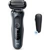Braun Series 6 60-N1000s - Rasoio elettrico da uomo, in lamina, uso a secco e bagnato, ricaricabile, wireless, colore: grigio