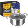 KASANOVA Casseruola antiaderente con rivestimento nido d'ape 22 cm Tri-ply, con coperchio in vetro