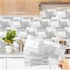 Decoroom Adesivi per piastrelle grigie e bianche, 12 pezzi/15 x 30 cm, in vinile, autoadesive, impermeabili, fai da te, decorazione per la casa, da incollare su cucina, bagno, backsplash