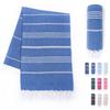 LAYNENBURG telo mare premium con frange annodate a mano - 100% cotone Telo fouta hammam XXL 100x200 cm - OEKO-TEX 100 - telo hamam grande - asciugamano sauna e pestemal (Azzurro)