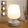 Lightess Lampada da Comodino Touch Dimmerabile con Lampadina, Lampada da Tavolo con Paralume in Vetro Smerigliato Bianco, Abat Jour da Comodino con Spina per Camera da Letto Soggiorno